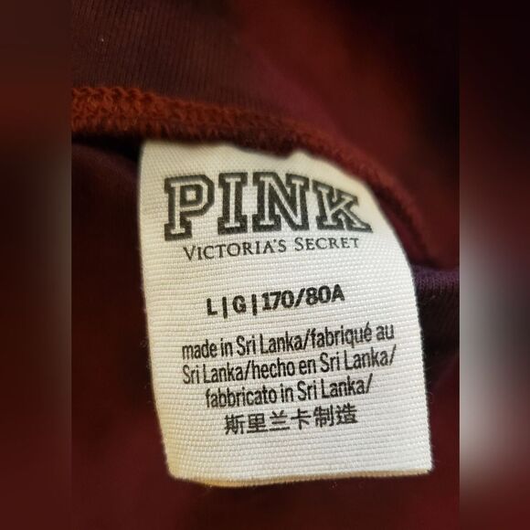 PINK Victoria’s Secret Large Maroon Tie Dye High Rise Cotton Yoga Logo Leggings - Picture 5 of 11